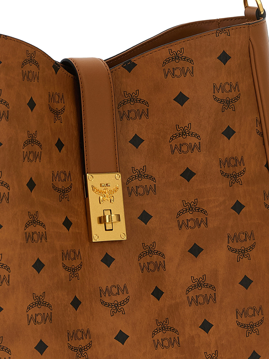 MCM Tracy VI Hobo Shoulder Bag in Visetos Cognac