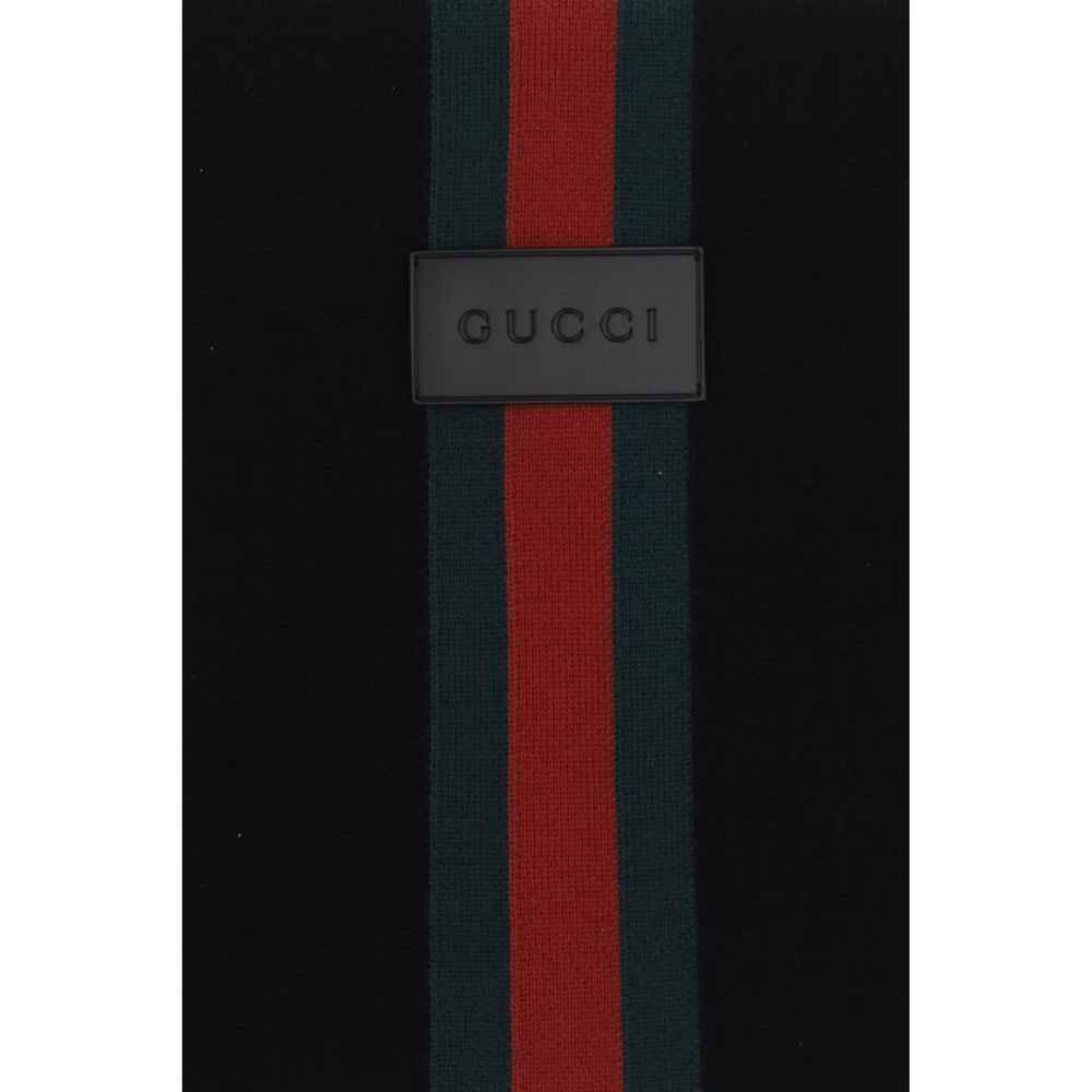 Gucci Striped Wool Cashmere Jacquard Scarf Black