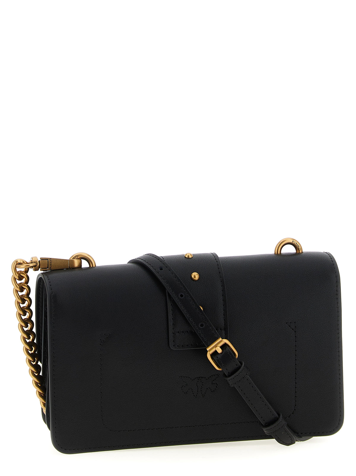 Pinko Love One Mini Leather Crossbody Bag Black