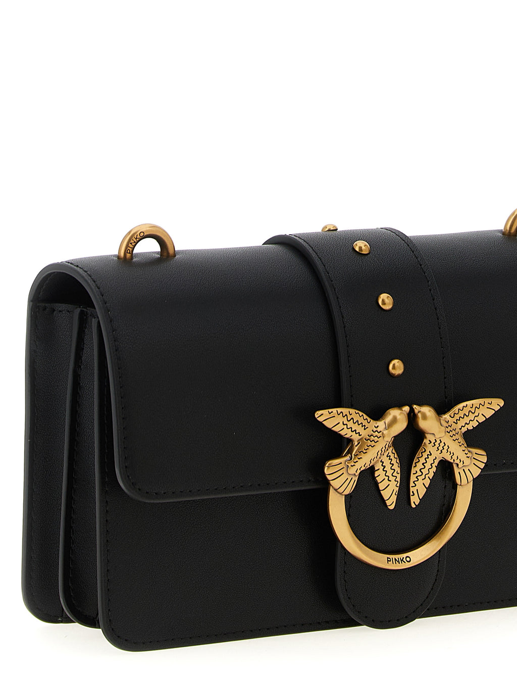 Pinko Love One Mini Leather Crossbody Bag Black