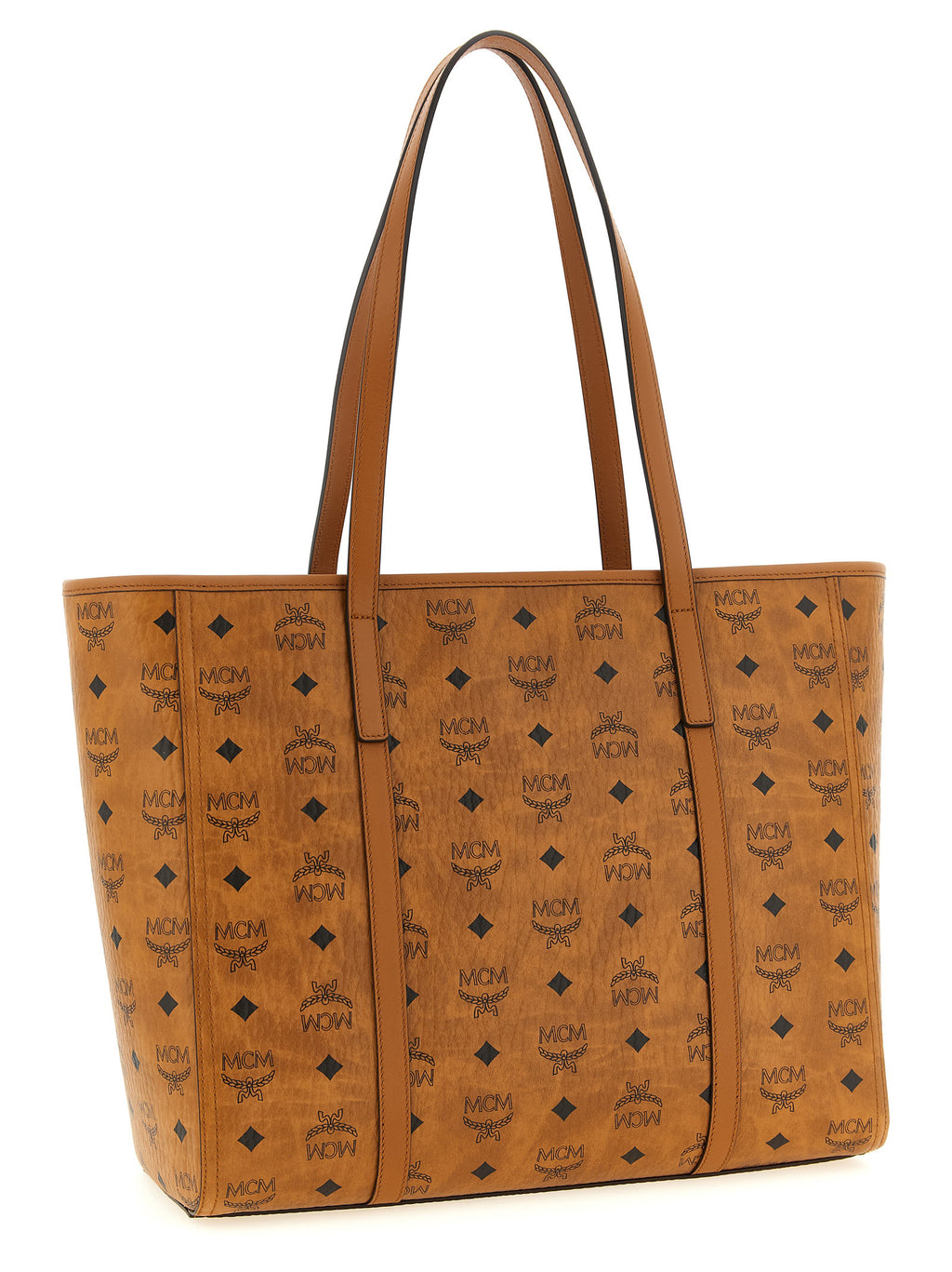 MCM Medium Toni Top-Zip Shopper in Visetos Cognac