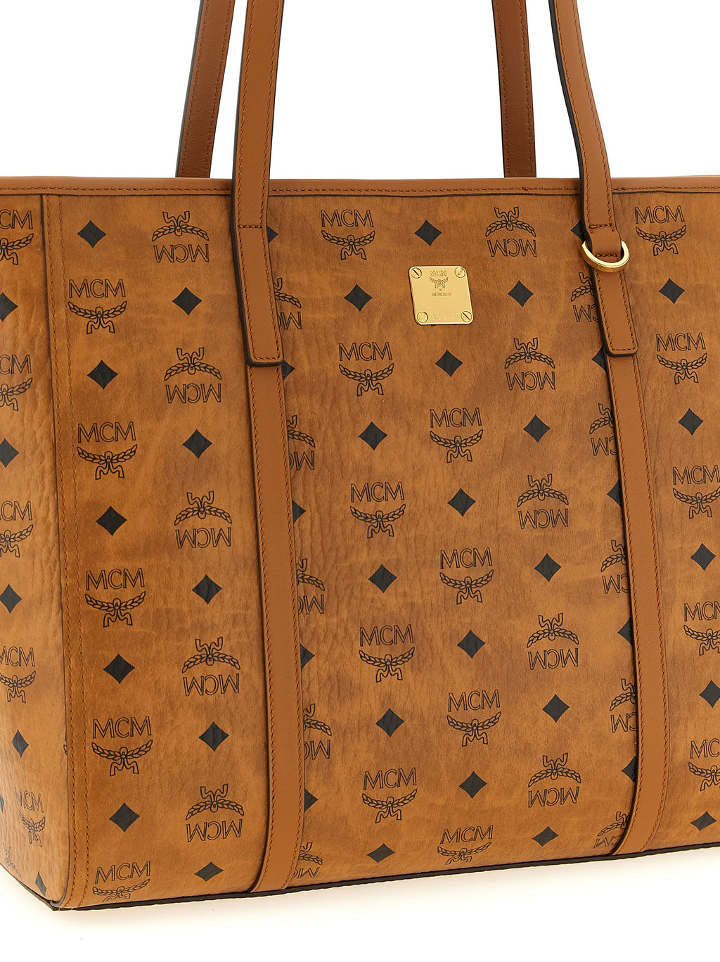 MCM Medium Toni Top-Zip Shopper in Visetos Cognac