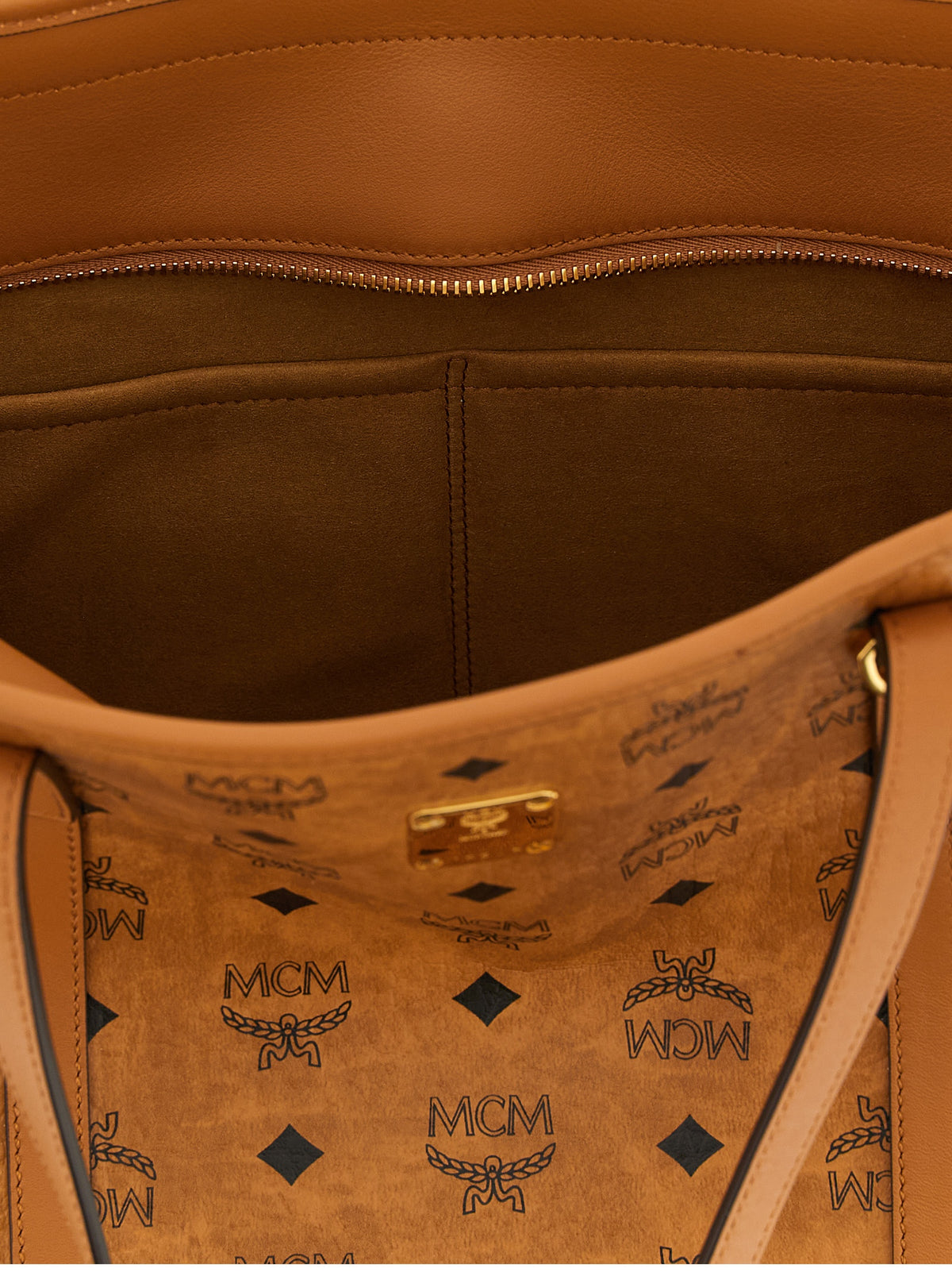 MCM Medium Toni Top-Zip Shopper in Visetos Cognac