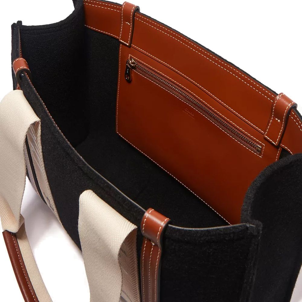 Chloé Woody Medium Wool Tote Bag Black