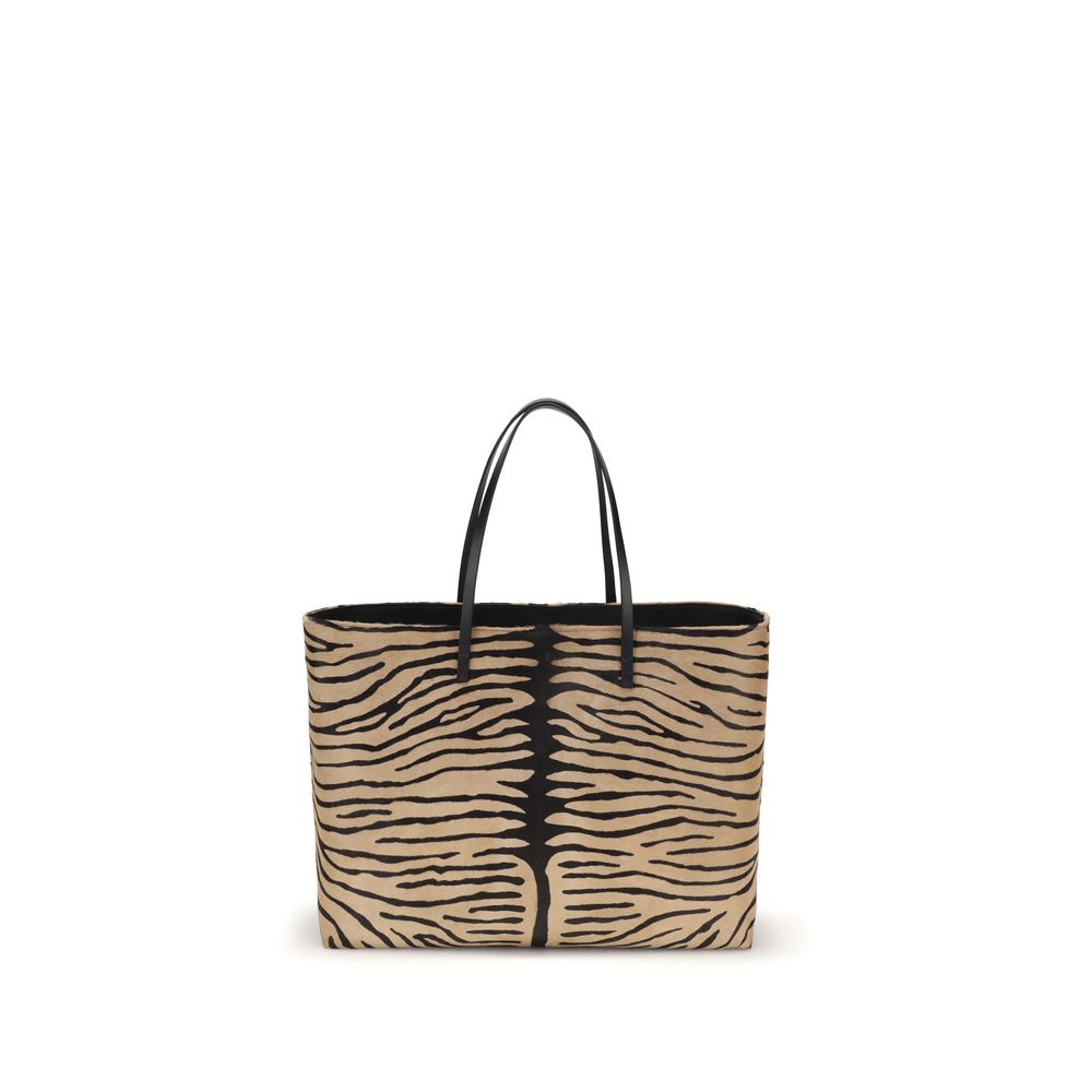 Fendi Medium Roll Tiger Print Shopper Brown