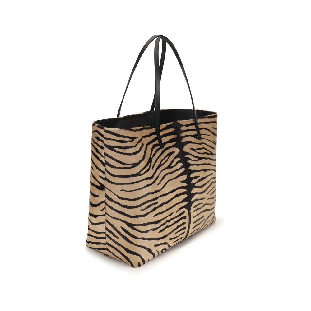 Fendi Medium Roll Tiger Print Shopper Brown