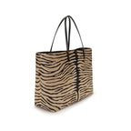 Fendi Medium Roll Tiger Print Shopper Brown