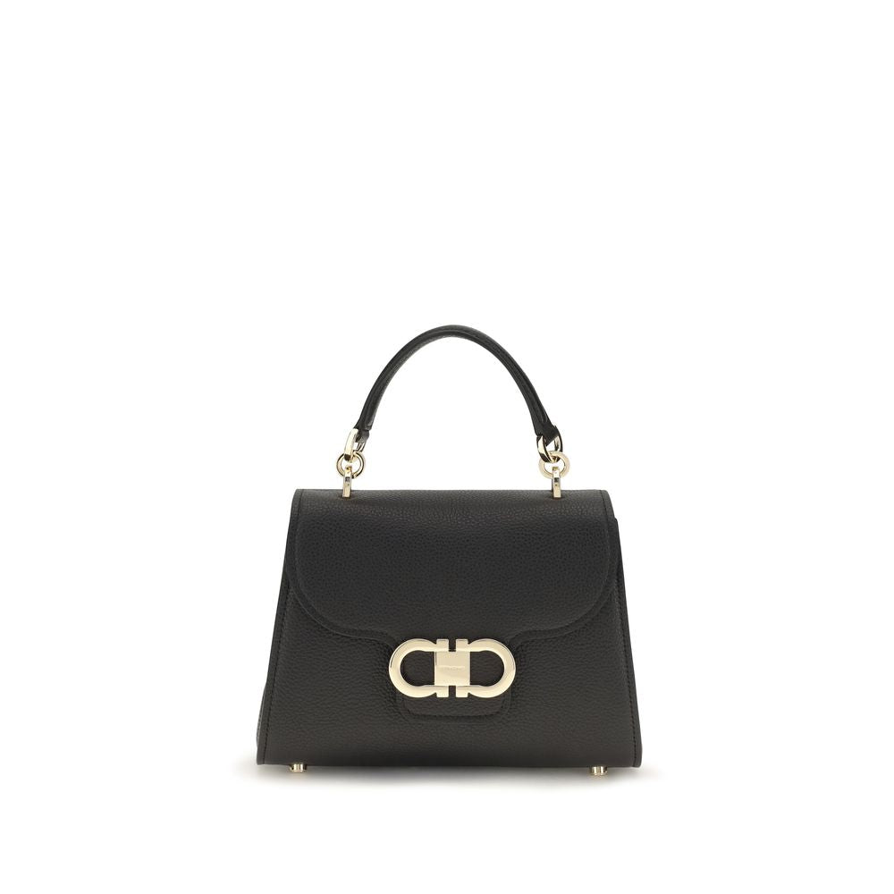 Ferragamo Double Gancini Top Handle Bag XS Black