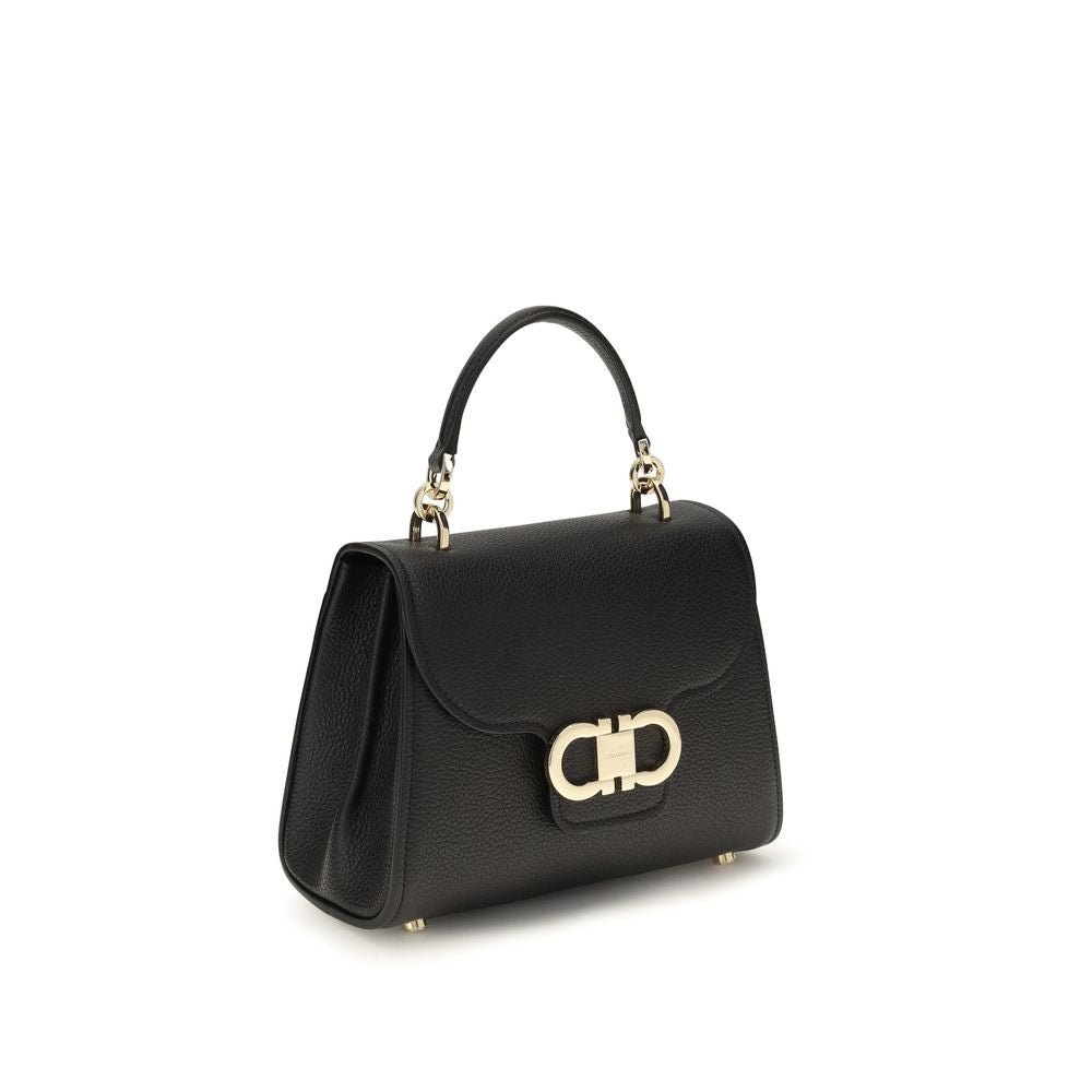 Ferragamo Double Gancini Top Handle Bag XS Black