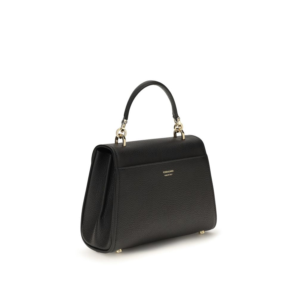 Ferragamo Double Gancini Top Handle Bag XS Black