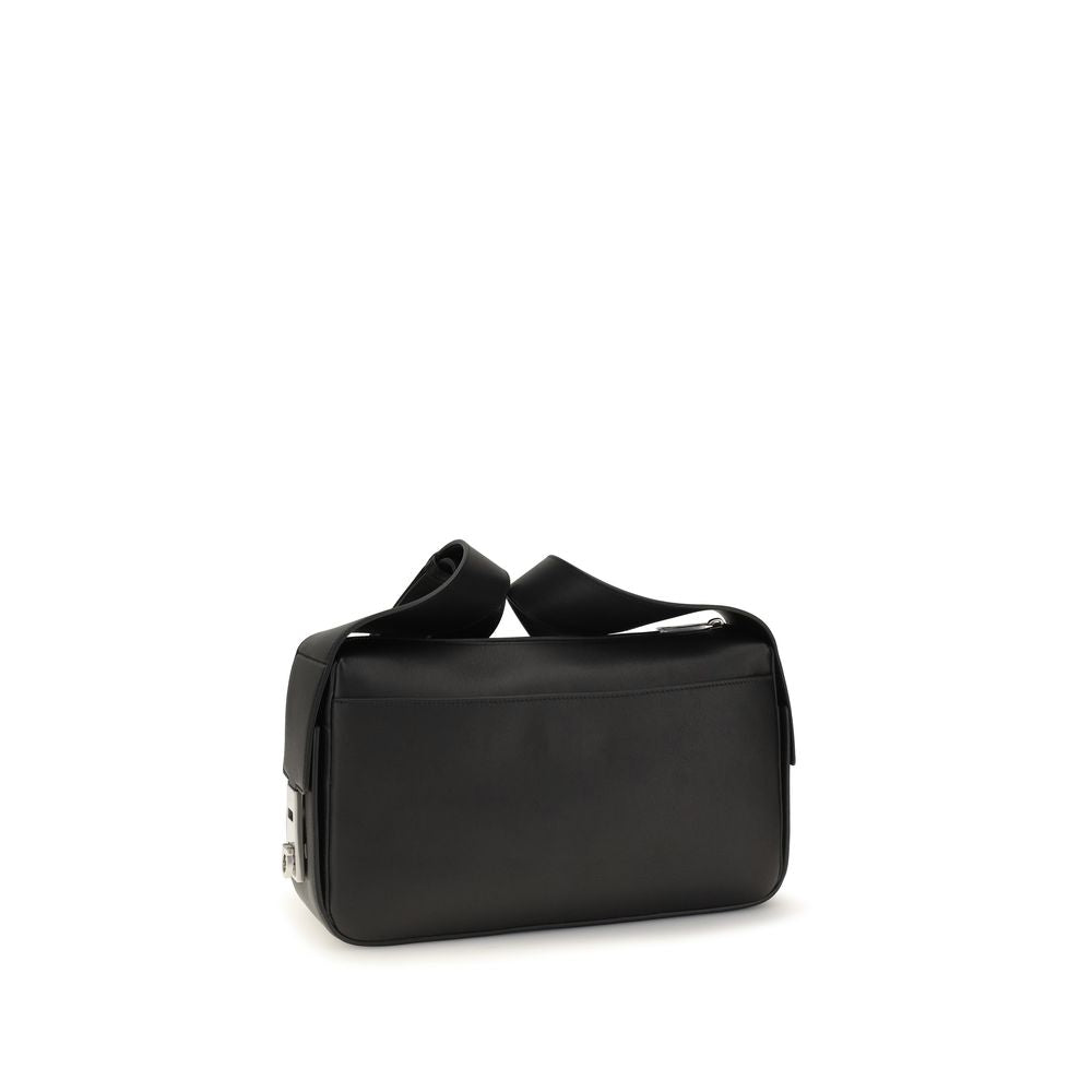 Ferragamo Utility Shoulder Bag with Hug Buckle Black
