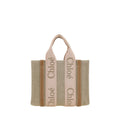 Chloé Small Woody Linen Tote Bag Blushy Beige