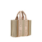 Chloé Small Woody Linen Tote Bag Blushy Beige