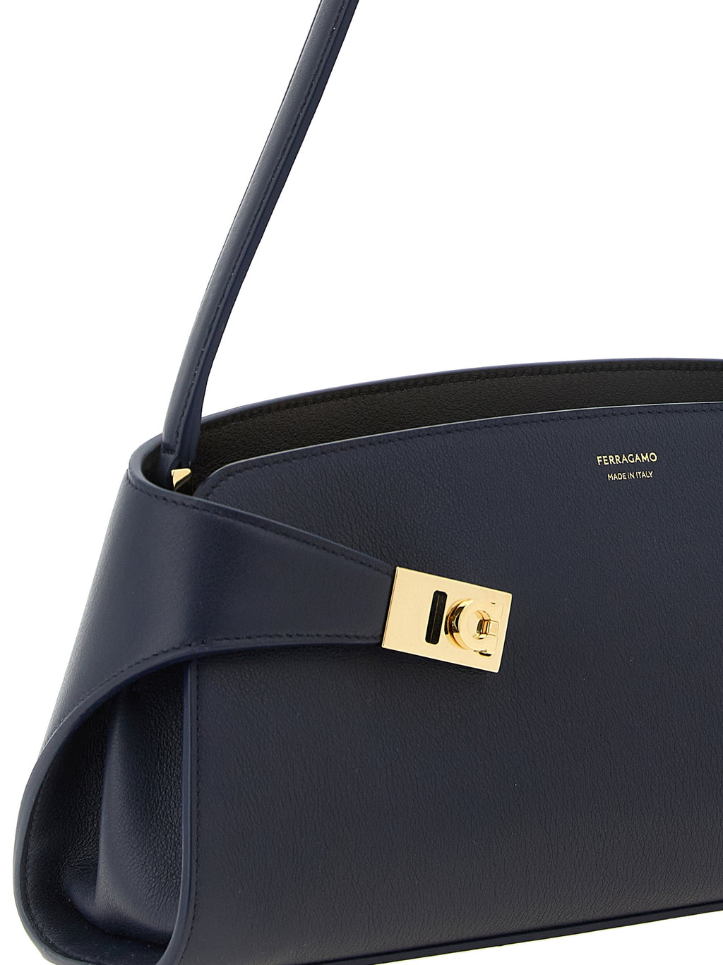 Ferragamo Hug East-West Shoulder Bag Dark Navy Blue