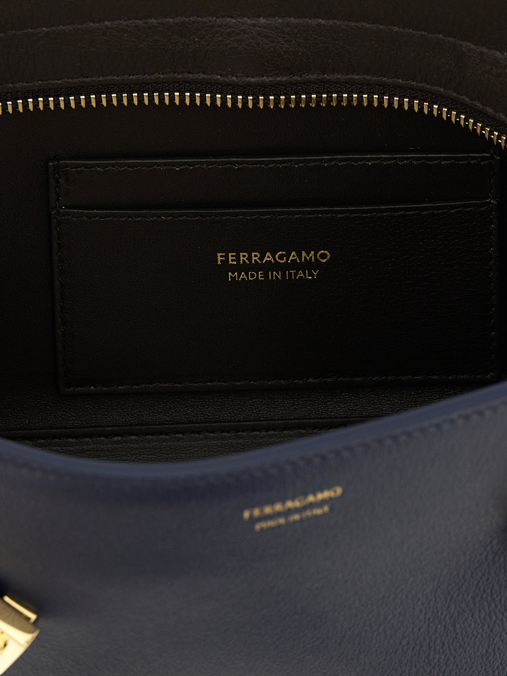 Ferragamo Hug East-West Shoulder Bag Dark Navy Blue