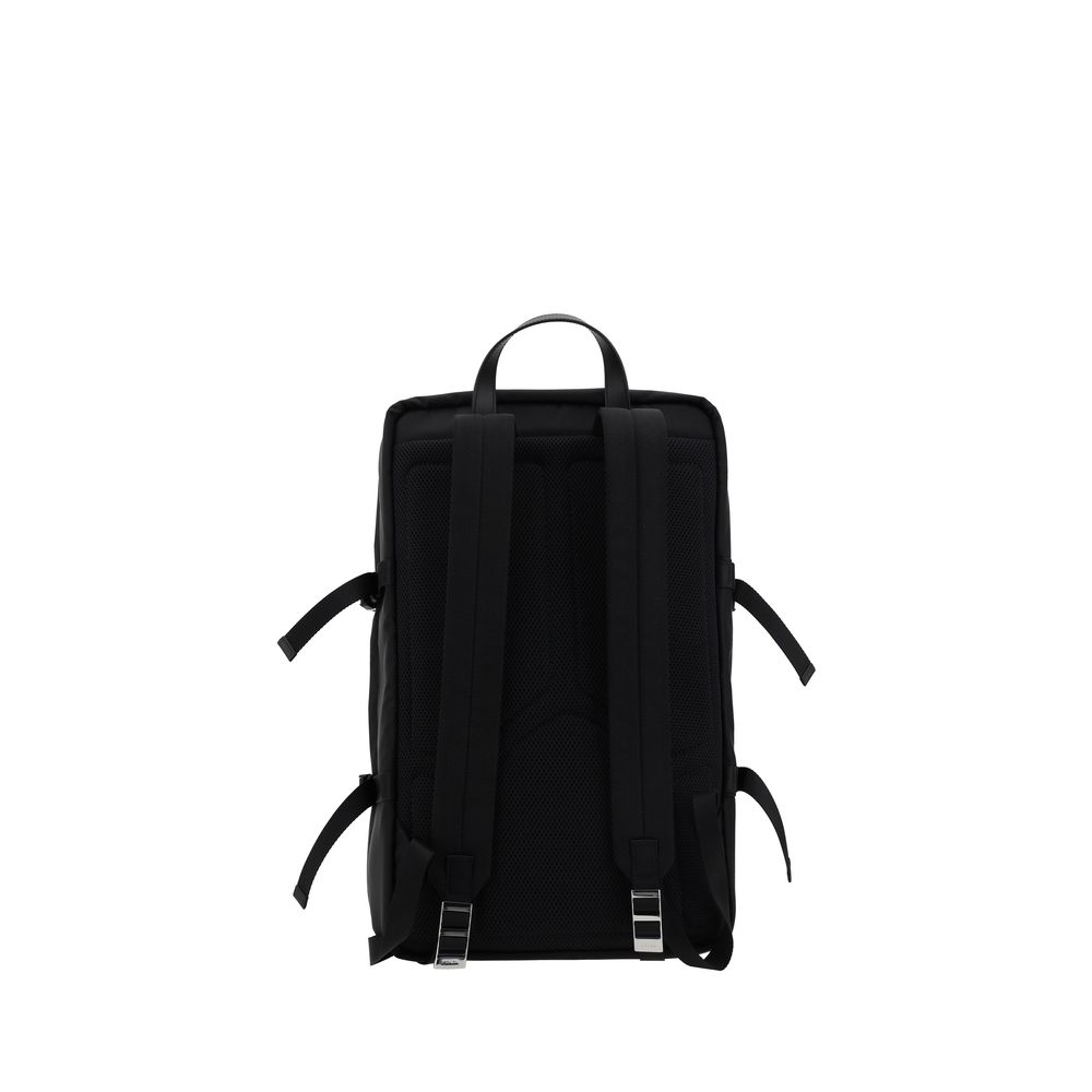 Prada Re-Nylon and Saffiano Leather Backpack Black