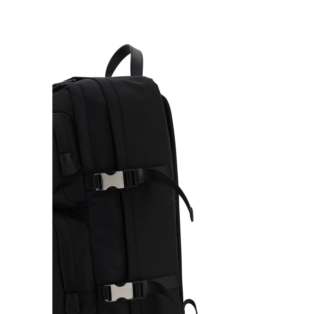 Prada Re-Nylon and Saffiano Leather Backpack Black