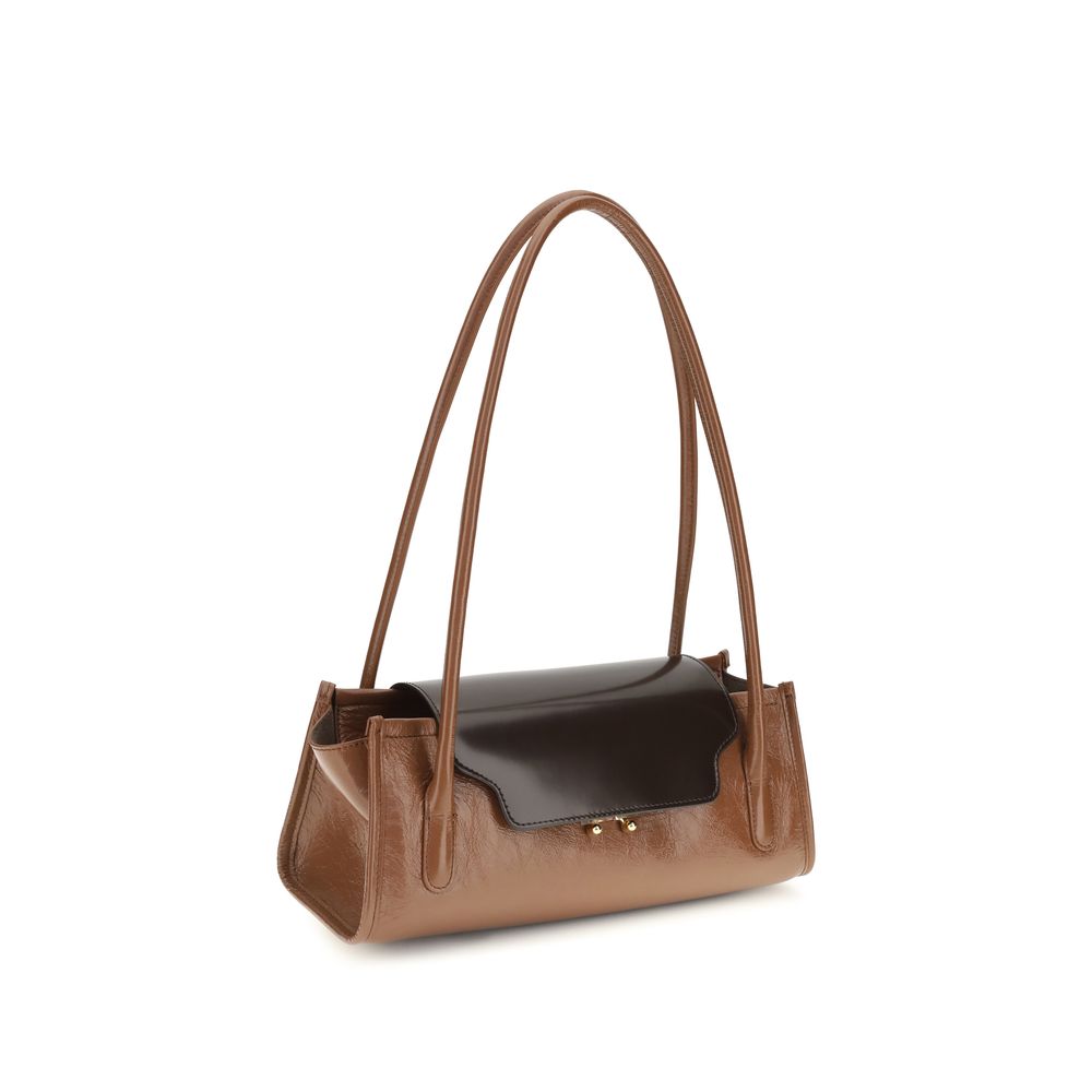 Marni Trunkette Shoulder Bag Raw Sienna & Redwood
