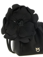 Pinko Pouch Flower Leather Bucket Bag Black
