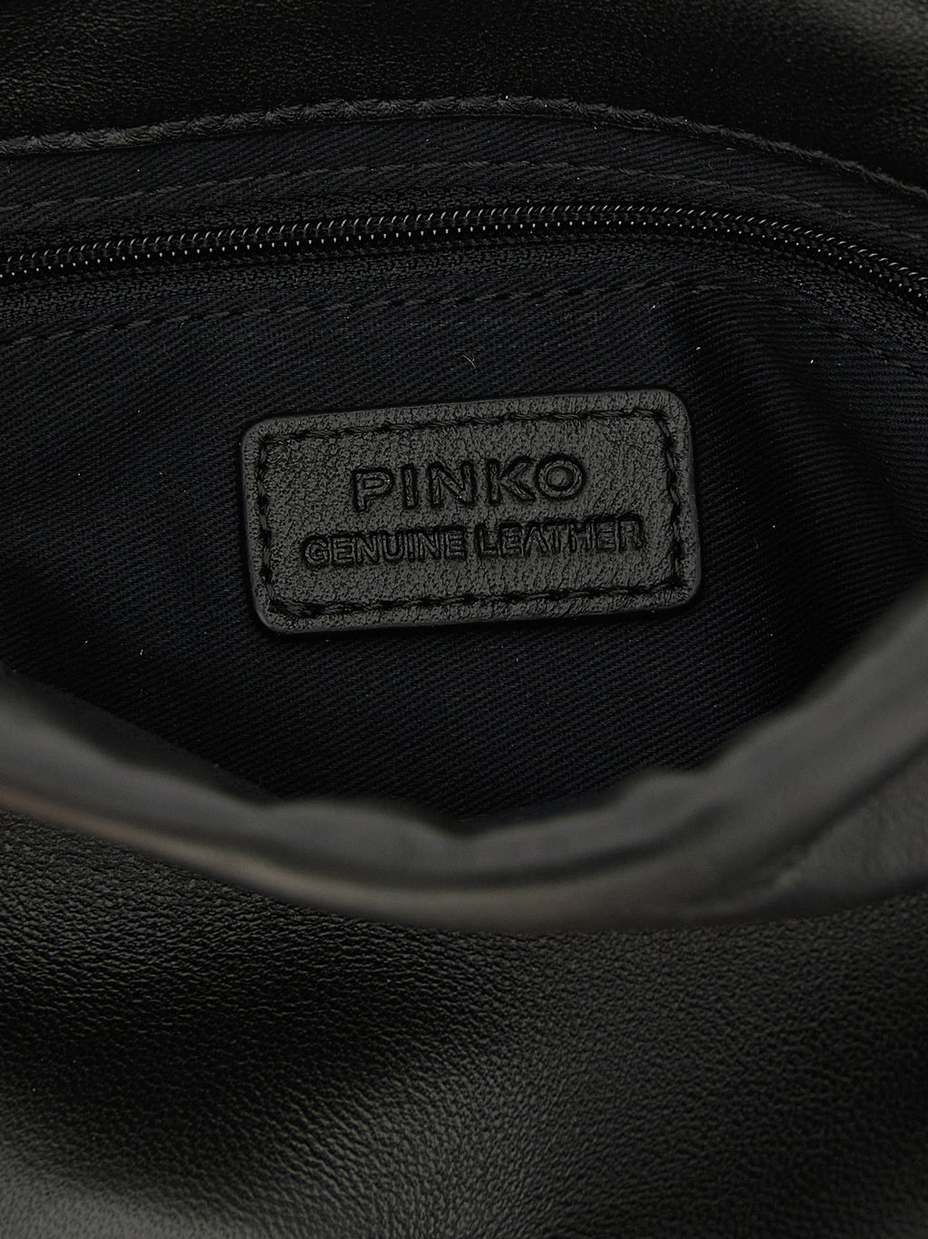 Pinko Pouch Flower Leather Bucket Bag Black