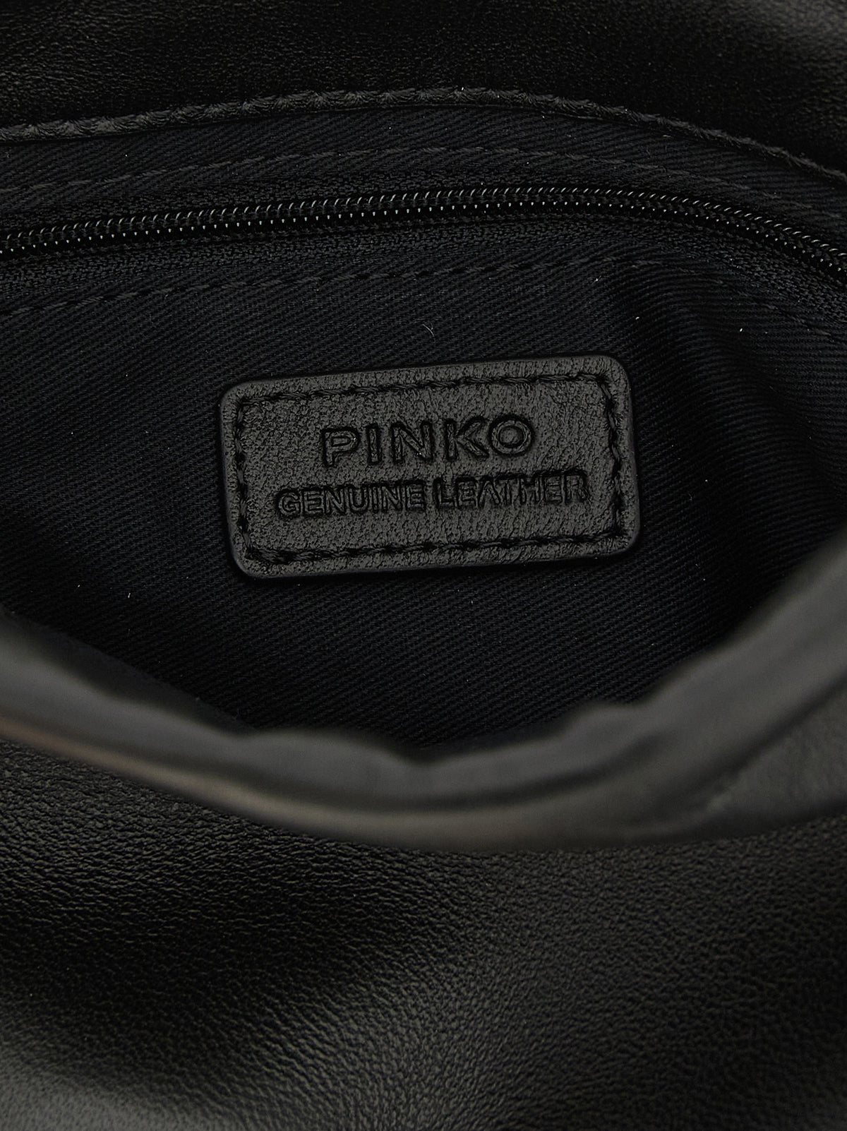 Pinko Pouch Flower Leather Bucket Bag Black