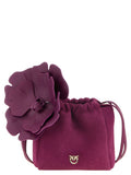 Pinko Pouch Flower Suede Bucket Bag Plum Purple