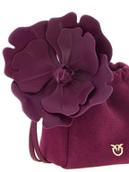 Pinko Pouch Flower Suede Bucket Bag Plum Purple