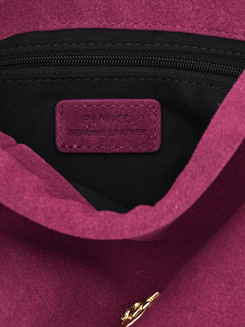 Pinko Pouch Flower Suede Bucket Bag Plum Purple