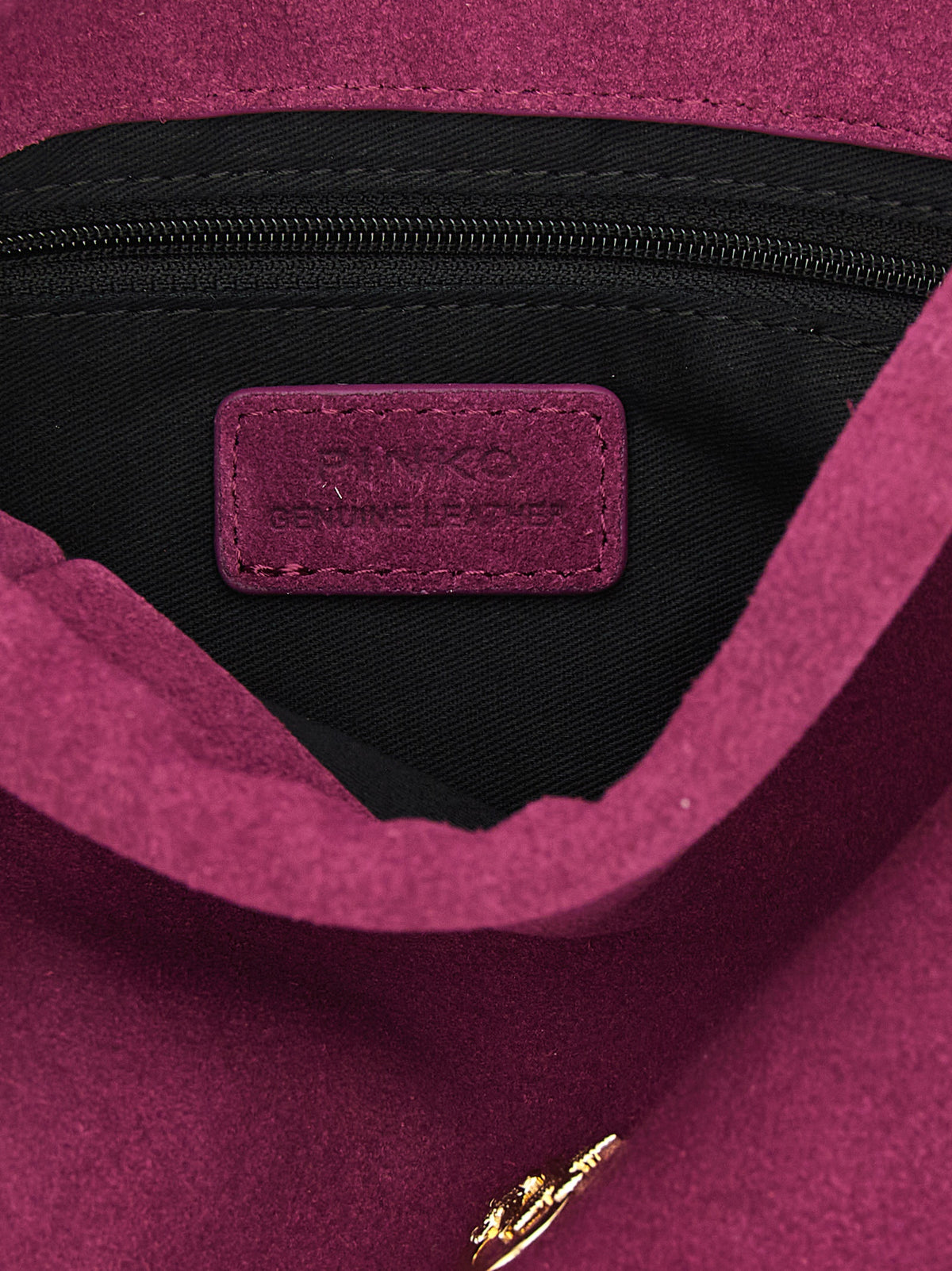 Pinko Pouch Flower Suede Bucket Bag Plum Purple