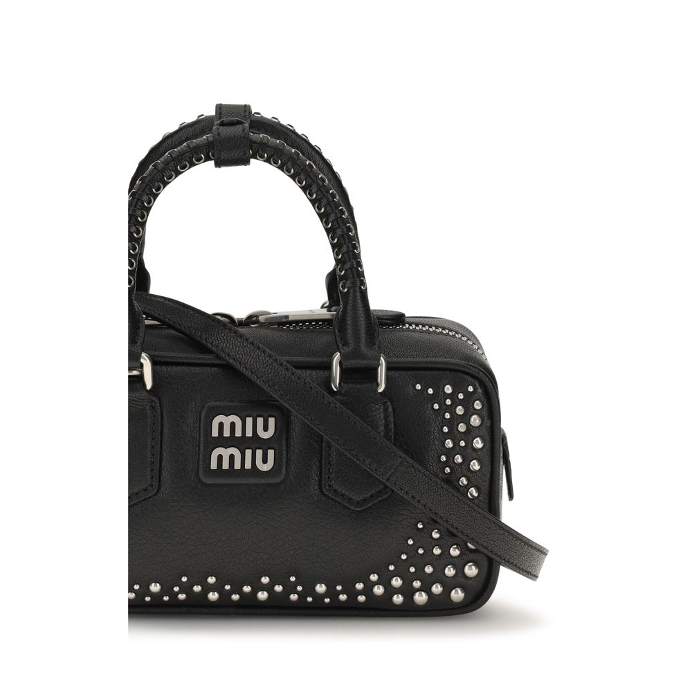 Miu Miu Arcadie Studded Leather Bag Black