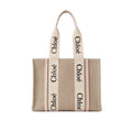 Chloé Medium Woody Linen Tote Bag Blushy Beige