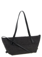 Balmain Track Small Raffia Tote Bag Black