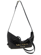 Balmain Track Small Raffia Tote Bag Black