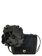 PINKO Pouch Flower Shoulder Bucket Bag Black