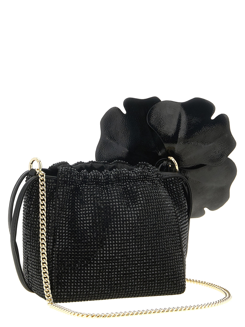 PINKO Pouch Flower Shoulder Bucket Bag Black