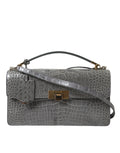 Balenciaga Le Dix Pochette Crocodile Shoulder Bag in Grey
