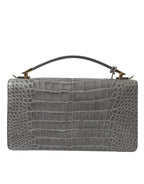 Balenciaga Le Dix Pochette Crocodile Shoulder Bag in Grey