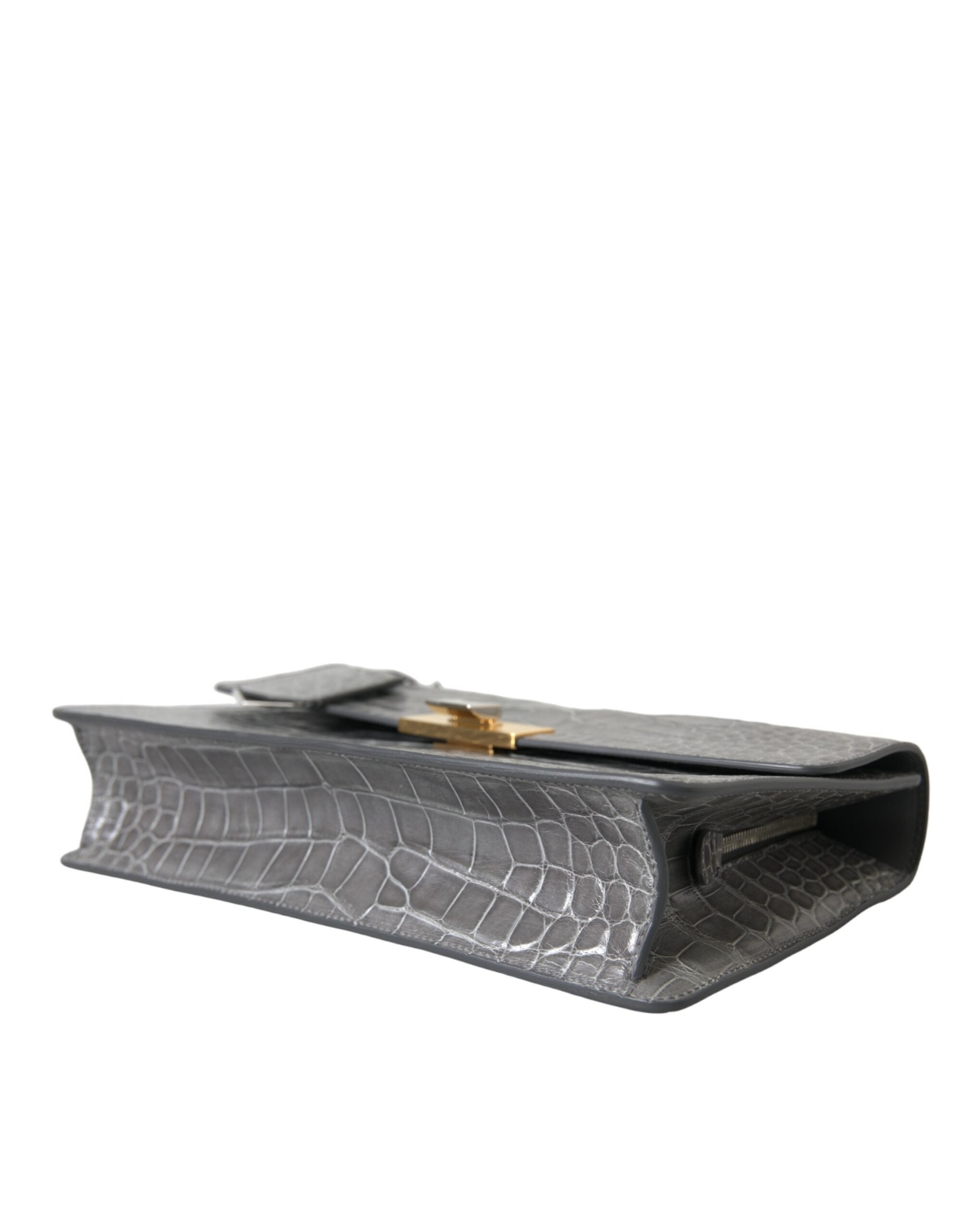 Balenciaga Le Dix Pochette Crocodile Shoulder Bag in Grey
