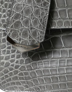 Balenciaga Le Dix Pochette Crocodile Shoulder Bag in Grey