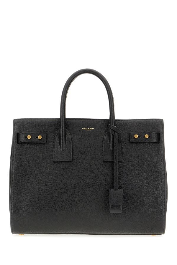 Saint Laurent Sac de Jour Medium Top Handle Bag Black Grained Leather YSL Logo