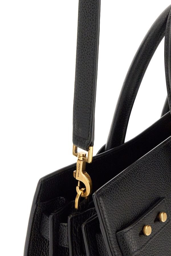 Saint Laurent Sac de Jour Medium Top Handle Bag Black Grained Leather YSL Logo