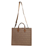 Versace Logo Jacquard Tote Bag Brown