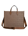 Versace Logo Jacquard Tote Bag Brown