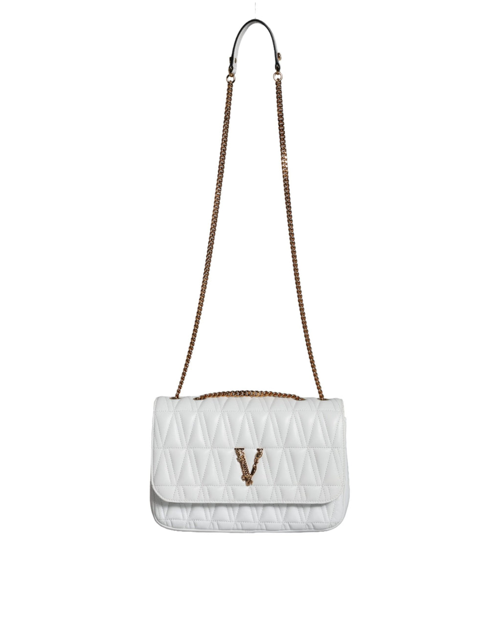 Versace Virtus Quilted Crossbody Bag White