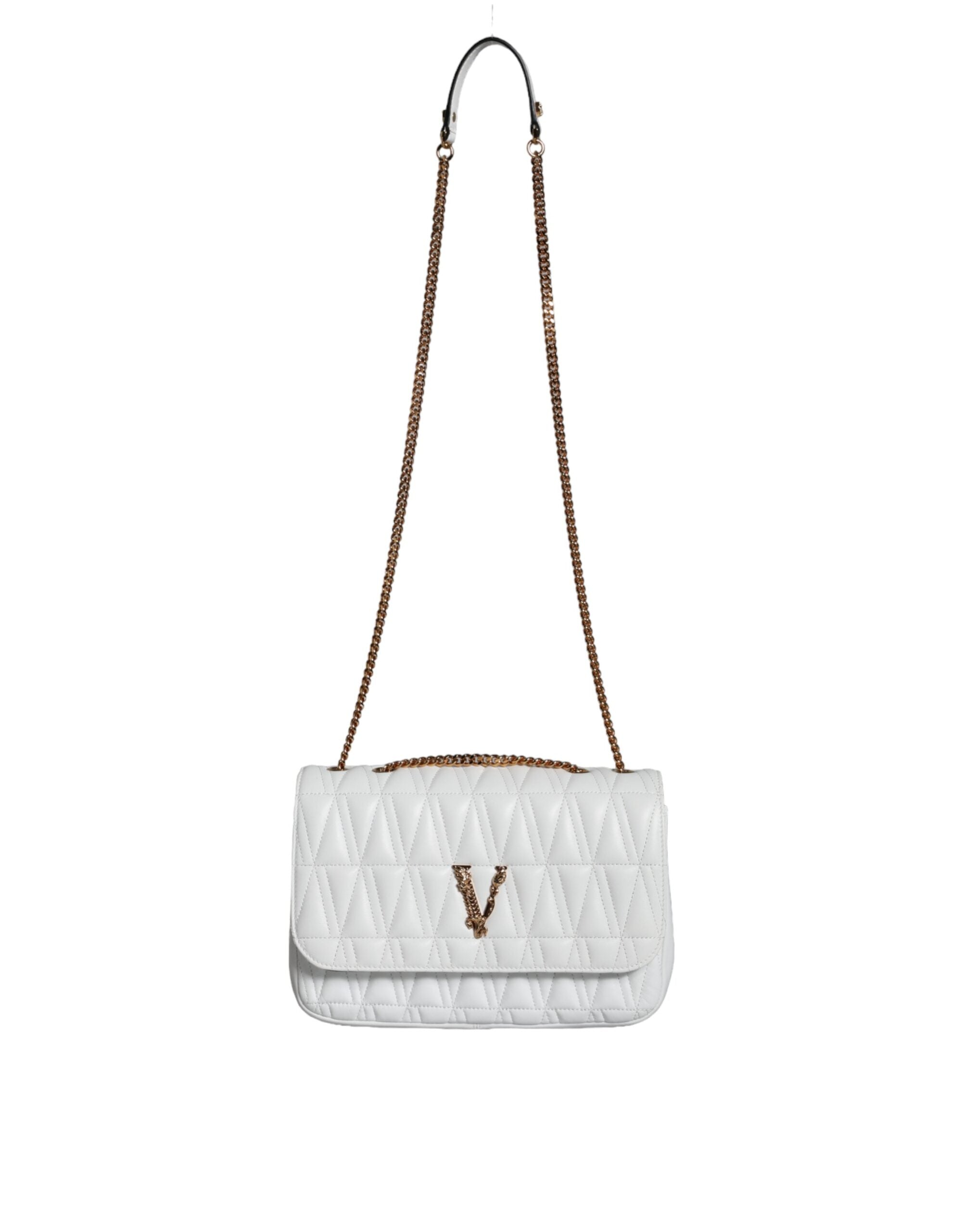 Versace Virtus Quilted Crossbody Bag White
