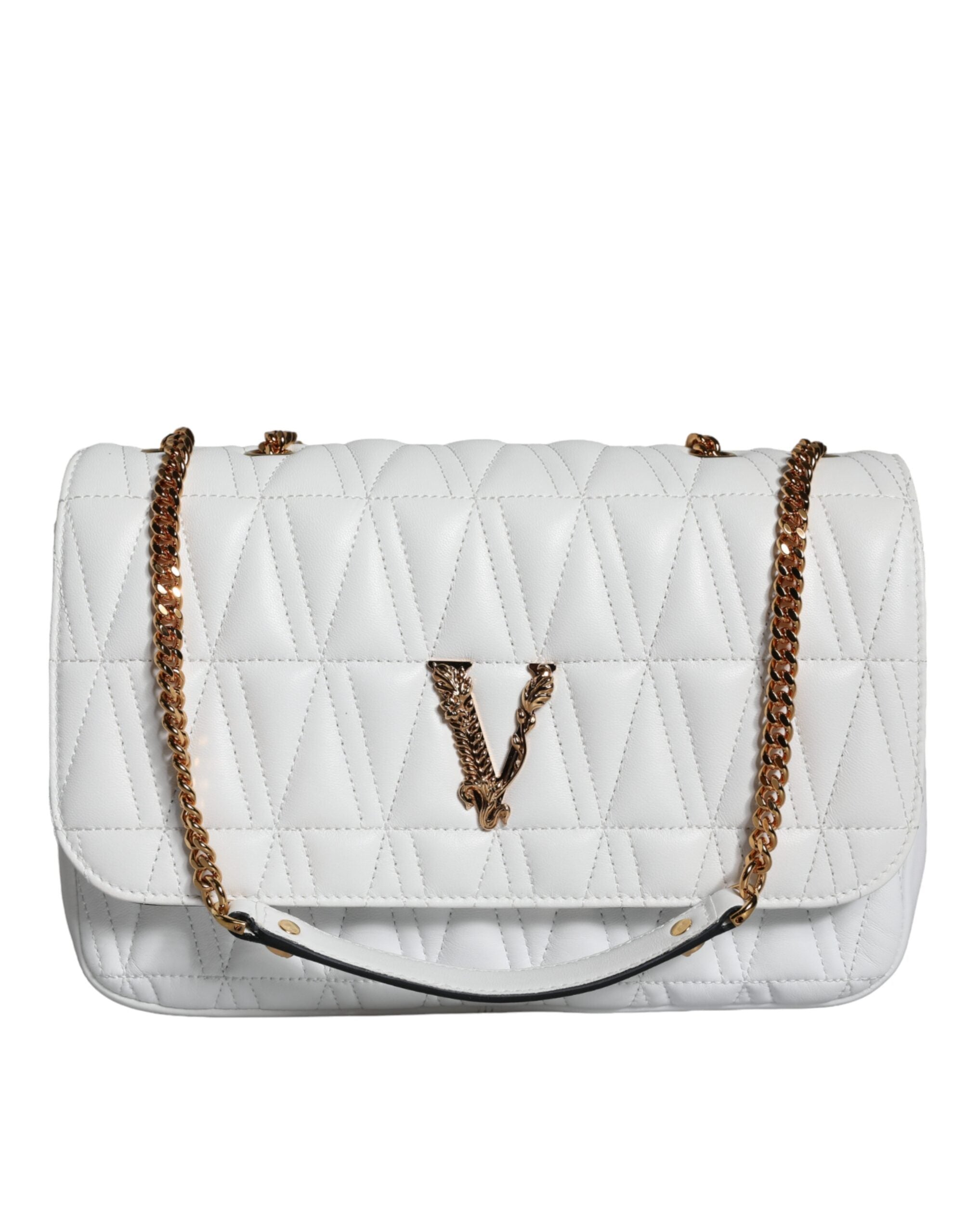 Versace Virtus Quilted Crossbody Bag White