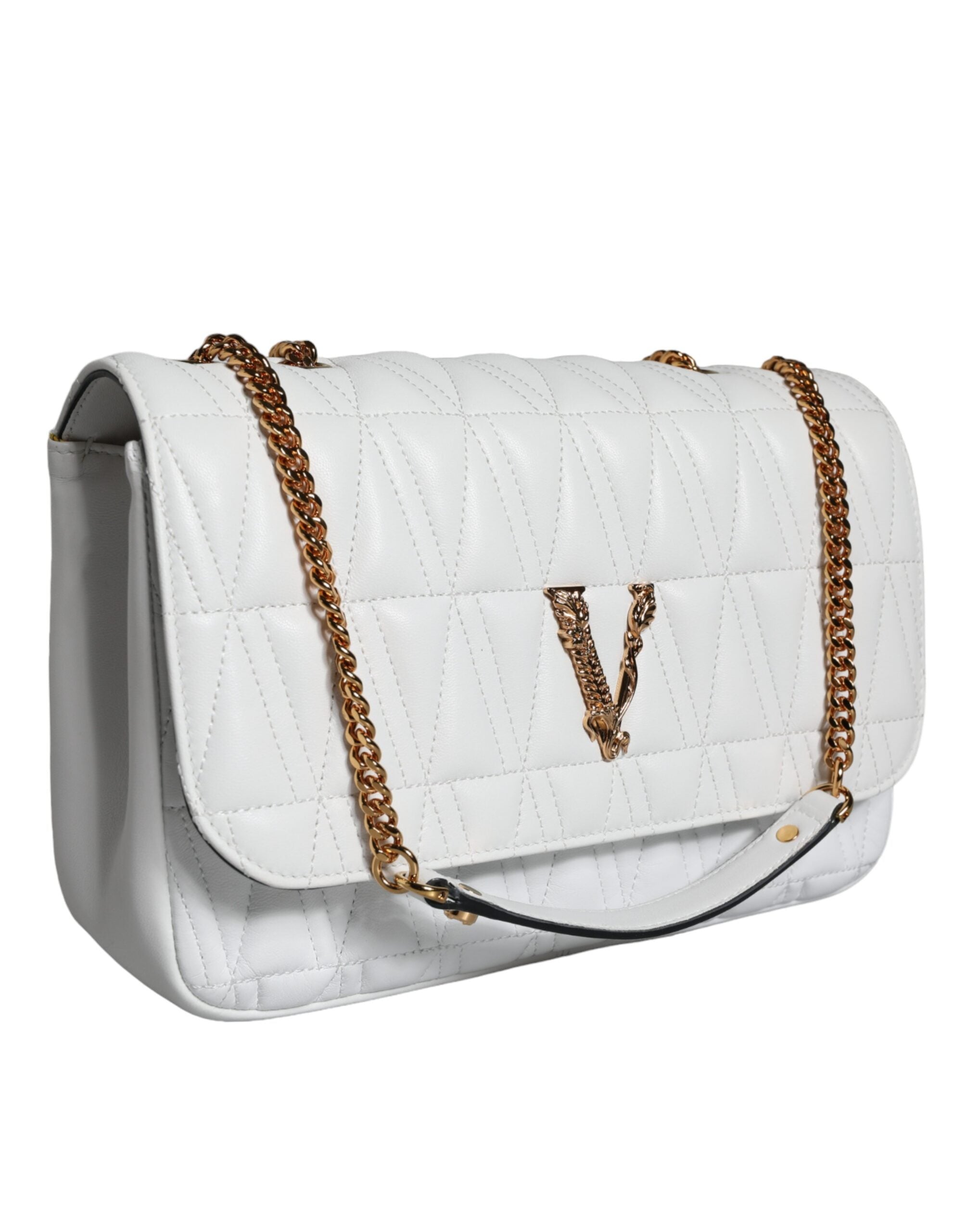 Versace Virtus Quilted Crossbody Bag White