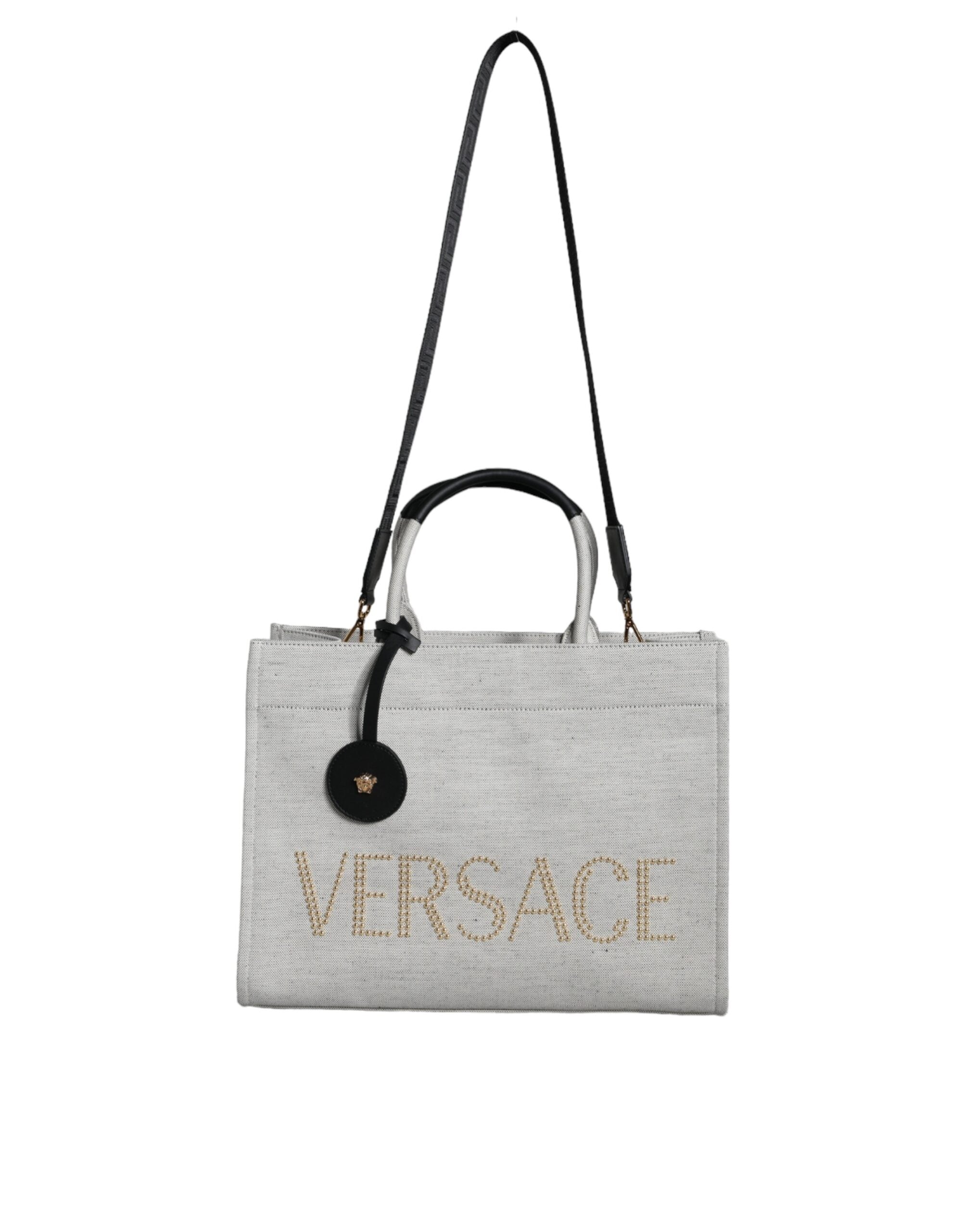 Versace Logo Tote Bag White Black