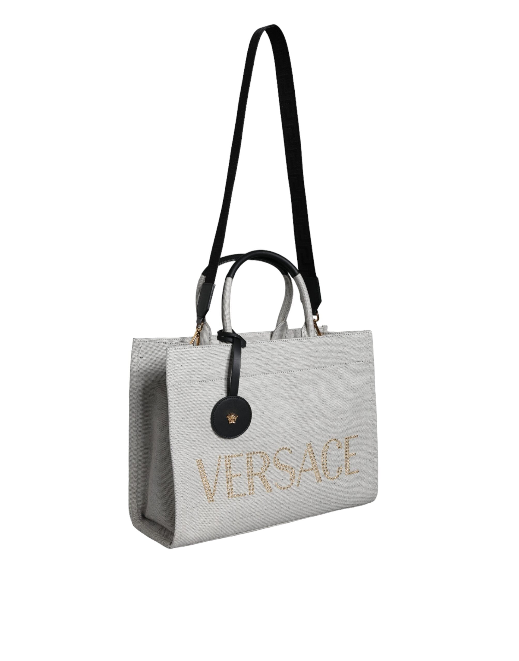 Versace Logo Tote Bag White Black