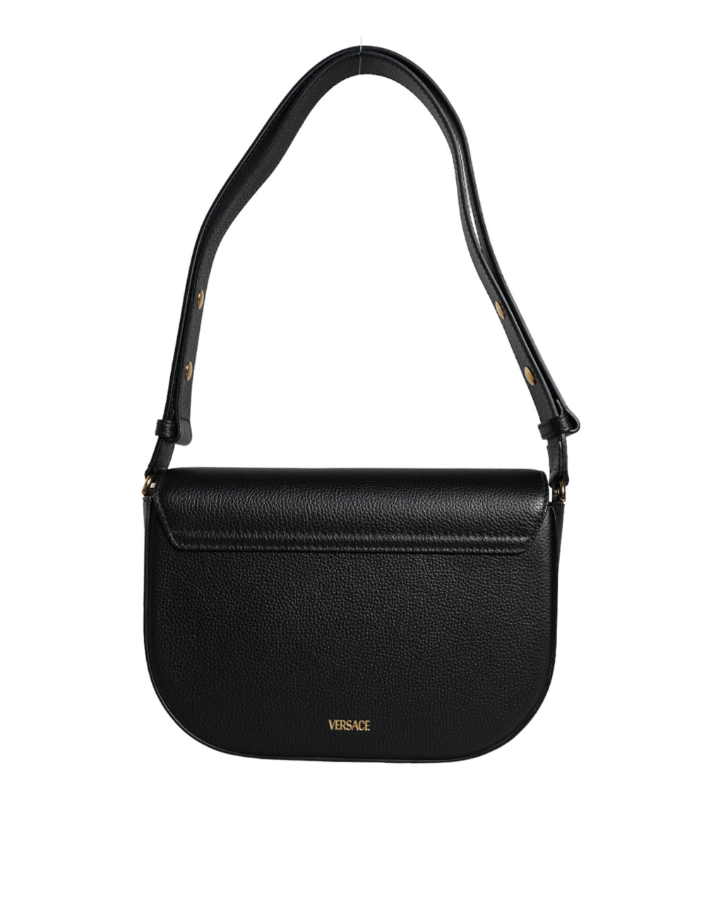 Versace Virtus Leather Shoulder Bag Black